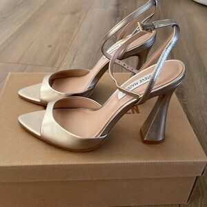 Steve Madden Metallic Silver Strappy Heels